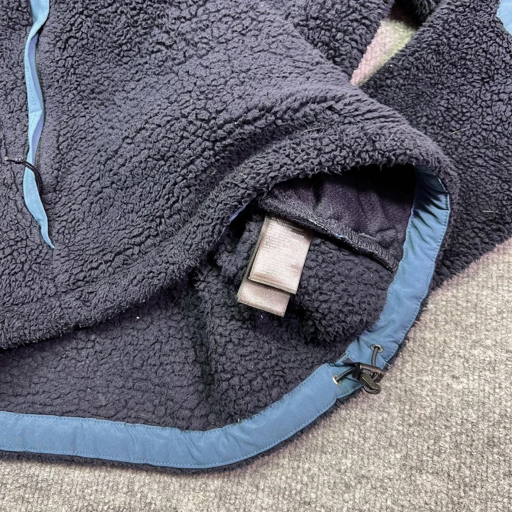 The North Face Campshire Jacket Mens Small Blue Sherpa Fleece Hooded 1/4 Zip